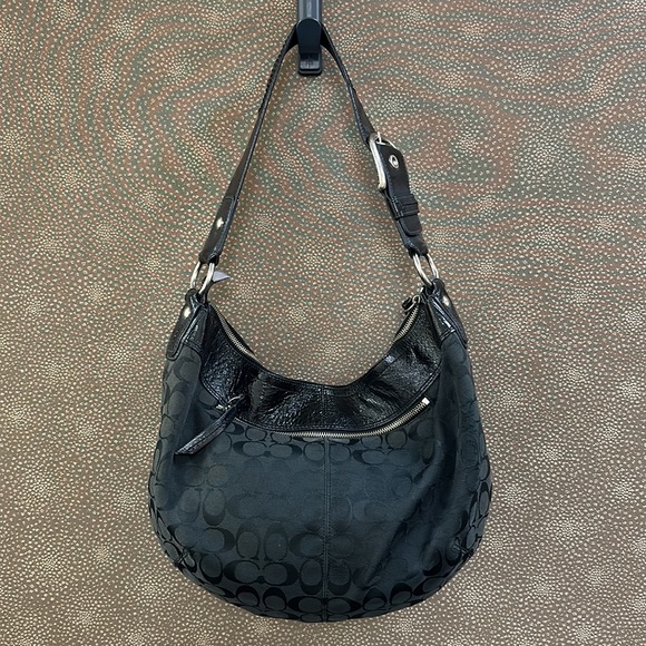 🔥🔥🔥Coach Black Signature Hobo Shoulder Bag - Picture 4 of 15